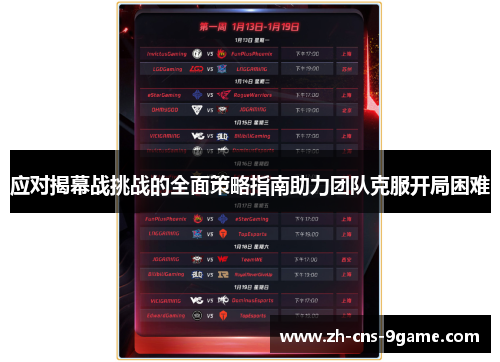 应对揭幕战挑战的全面策略指南助力团队克服开局困难